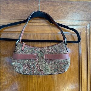 Classic Y2K Fossil Paisley Shoulder Bag in Brown and Green